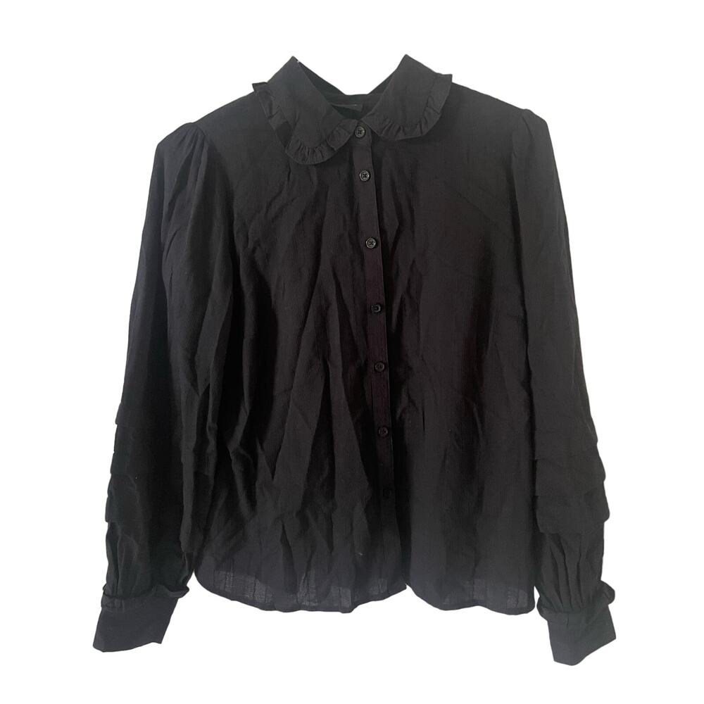 Who What Wear Black l/sleeve blouse, Size M, $24 B53